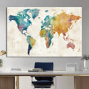 Watercolor World Map Canvas Wall Art Print – Abstract by MyGreatCanvas | Canvas Wall Art Prints | Photo Prints & Wall Decor