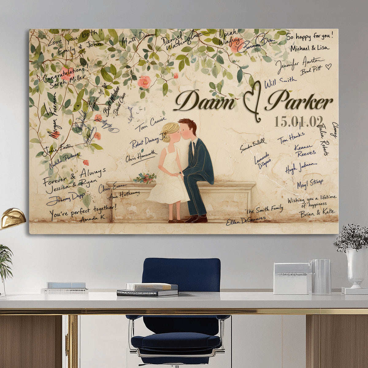 Wedding Guest Book Alternative Wall Art Canvas Print, Personalized, photo 16 of 25