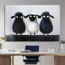 Funny Sheep Canvas Wall Art, Three Quirky Sheep Painting Print, Cute Animal Nursery Decor, Black White Navy Farmhouse Art, Kids Room Gift by MyGreatCanvas | Canvas Wall Art Prints | Photo Prints & Wall Decor