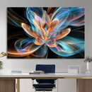 Fractal Lotus Canvas Wall Art, Blue Orange Glowing Flower Abstract Print, Modern Zen Meditation Room Decor, Ethereal Digital Art, Living Room by MyGreatCanvas | Canvas Wall Art Prints | Photo Prints & Wall Decor