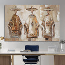 Mexican Folk Art Canvas Wall Art, Charro Poncho Sombrero Painting Print, Neutral Beige Boho Decor, Southwestern Impasto Style, Living Room Art by MyGreatCanvas | Canvas Wall Art Prints | Photo Prints & Wall Decor