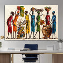African Folk Art Canvas Wall Art, Colorful African Women Village Painting Print, Tribal Ethnic Home Decor, Vibrant African Art, Living Room by MyGreatCanvas | Canvas Wall Art Prints | Photo Prints & Wall Decor