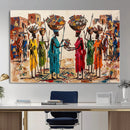 African Folk Art Canvas Wall Art, Colorful African Women Village Painting Print, Tribal Ethnic Home Decor, Vibrant African Art, Living Room by MyGreatCanvas | Canvas Wall Art Prints | Photo Prints & Wall Decor