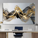 Black and Gold Abstract Wall Art, Modern Wave Canvas Print, Elegant Flowing Smoke Art, Luxury Living Room Decor by MyGreatCanvas | Canvas Wall Art Prints | Photo Prints & Wall Decor