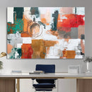 Blue Teal Abstract Canvas Wall Art, Modern Textured Painting Print, Navy Orange White Contemporary Art, Neutral Living Room Decor, Office Art by MyGreatCanvas | Canvas Wall Art Prints | Photo Prints & Wall Decor
