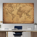Personalized Push Pin World Map, Vintage Travel Map Canvas, Custom Names Anniversary Gift, Places Visited Pin Board, Couples Adventure Art