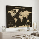 Personalized Push Pin World Map Canvas Print – Custom Travel