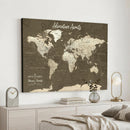 Personalized Push Pin World Map Canvas Print – Custom Travel