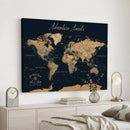 Custom Push Pin World Map Wall Canvas Print – Personalized