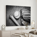 Vintage Baseball Glove and Bat Sports Wall Art Canvas,
