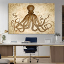 Sepia Octopus Wall Art Abstract Animal Canvas Print
