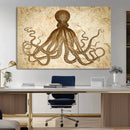Sepia Octopus Wall Art Abstract Animal Canvas Print