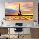 Paris Eiffel Tower Sunset Canvas Wall Art Print - Iconic
