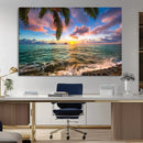 Framed Tropical Sunset Art Canvas Print