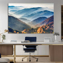 Misty Mountain Sunrise Triptych Canvas Print – Autumn
