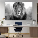 Black and White Lion Canvas Wall Art – Animal Print Artwork