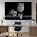 Large Black and White Lion Couple Wall Art Canvas Print –