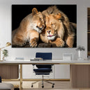 Lion and Lioness Wall Art Canvas Print – Framed African
