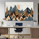 Abstract Wood Panel Effect Mountain Range Top Wall Art