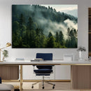 Misty Forest Wall Art Premium Canvas Print a Foggy and