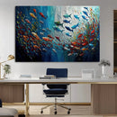 Modern Abstract Fish Shoal Wall Art Canvas Print, Colorful