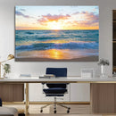 Golden Sunset Over Ocean Waves - Serene Coastal Triptych