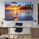 Serene Beach Sunset Wall Art Canvas- Coastal Seascape Print