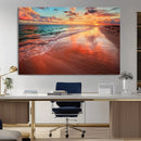 Sunset Beach Wall Art | Ocean Canvas Print | Coastal Wall