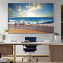 Serene Ocean Sunset Canvas Wall Art - Beach Waves at Sunset,
