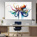 Watercolor Vibrant Octopus Wall Art Canvas Print | Abstract