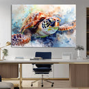 Watercolor Sea Turtle Wall Art Canvas Print - Vibrant Ocean