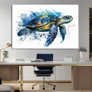 Turtle Wall Art Canvas Print, Framed Watercolor Turtle Art
