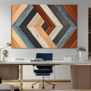 Geometric Wood Art Wall Decor Canvas Print, Rustic Wooden