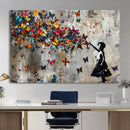 Banksy Wall Art - Banksy Girl and Butterfly Explosion Wall by MyGreatCanvas | Canvas Wall Art Prints | Photo Prints & Wall Decor