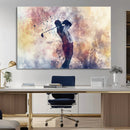 Abstract Watercolor Golf Player Wall Art Canvas Print