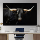 Black Bull Wall Art – Majestic Longhorn Canvas Print with