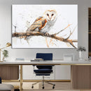 Barn Owl Wall Art on Branch | Stunning Canvas Print for