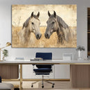 Chines Ink Style Grunge Horses Wall Art Canvas Print