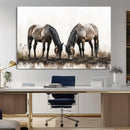 Chines Ink Style Horses Wall Art Canvas Print