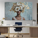 Golden Petal Wall Art - Petal Silhouette Woman Wall Art by MyGreatCanvas | Canvas Wall Art Prints | Photo Prints & Wall Decor