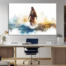 Watercolor Jesus Walking Wall Art Print, Jesus Water Canvas