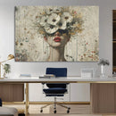 Abstract Floral Women Patel Wall Art Canvas Print