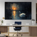 Abstract Swan on Water Wall Art Canvas Print - Elegant