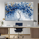 Blue and Gold Abstract Tree Wall Art Canvas Print | Modern