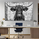 Abstract Longhorn Bull Wall Art Canvas Print - Rustic Texas
