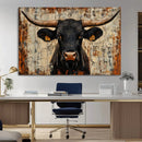 Rustic Texas Artwork Wall Art Canvas Print - Abstract Cow