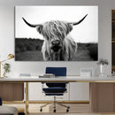 Highland Cow Wall Art | Black and White Farmhouse Decor |