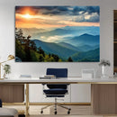 Sunrise Over Mountain Range Wall Art Canvas Print, Farmhouse
