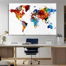 Colorful World Map Canvas Wall Art Print, Contemporary