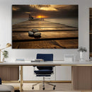 Stones on Wooden Pier at Sunset Canvas Print, Serene Coastal by MyGreatCanvas | Canvas Wall Art Prints | Photo Prints & Wall Decor